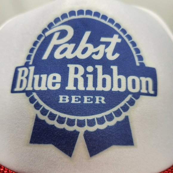 Vintage Pabst Blue Ribbon PBR Snapback Hat Red White Blue Foam Rope Nissun Cap - Picture 3 of 9